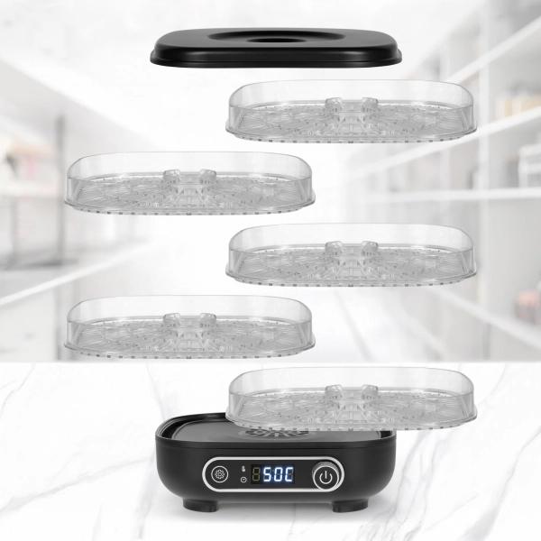 Urządzenie do suszenia grzybów, owoców, warzyw i ziół 300 W z termoobiegiem i pięcioma półkami na żywność Teesa TSA3033