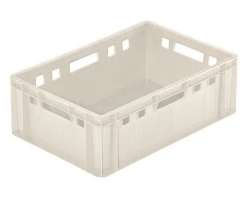 Pełny plastikowy pojemnik na mięso biały - model E2 600 x 400 x 200 mm Bekuplast