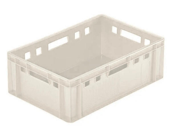 Pełny plastikowy pojemnik na mięso biały - model E2 600 x 400 x 200 mm Bekuplast