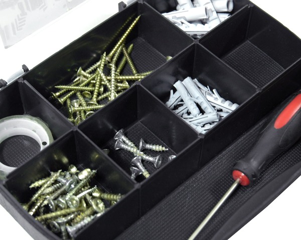 Organizer idealny do przechowywania śrubek, wkrętów, kołków itp