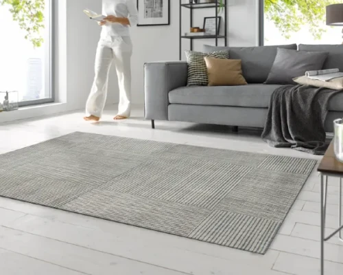 Dywan do salonu 175 x 110 cm duży beżowy - aranżacja w pokoju dziennym