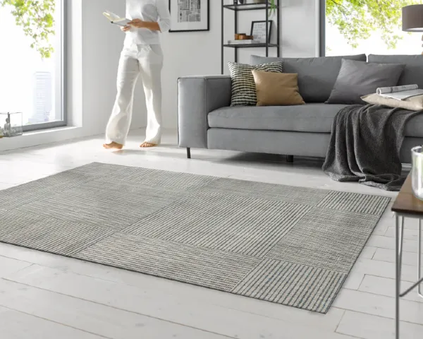 Dywan do salonu 175 x 110 cm duży beżowy - aranżacja w pokoju dziennym