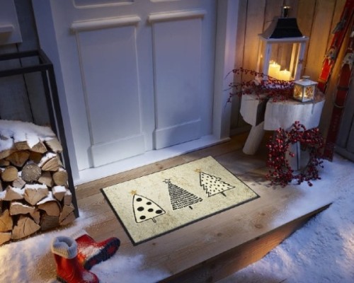 Wycieraczka do butów świąteczna 60 x 40 cm - aranżacja przed drzwiami wejściowymi