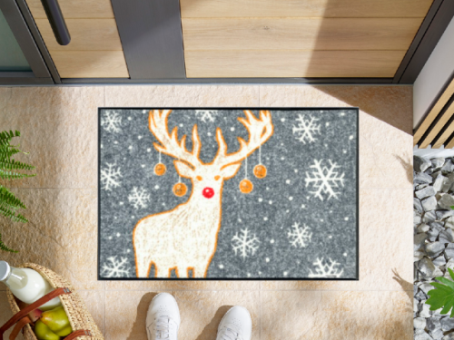 Wycieraczka świąteczna 75 x 50 cm Renifer - aranżacja przed wejściem