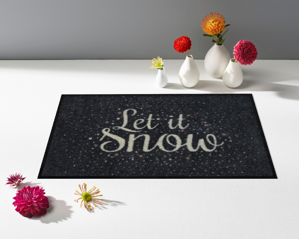 Wycieraczka do butów z napisem Let it snow - kolor czarny