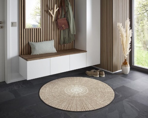 dywan-do-salonu-okragly-bezowy-Ø-115-cm-aranzacja-w-domu