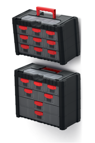 wieszanie na ścianie za pomocą kołków Organizer na części 7 szuflad 40 cm Kistenberg Multicase Cargo