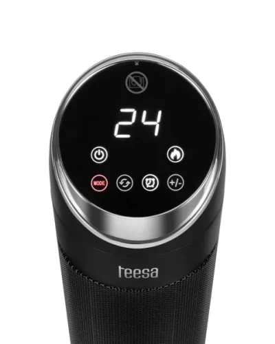Termowentylator kolumnowy PTC 2000 W czarny imitacja kominka Teesa TSA9017 - panel regulacji temperatury