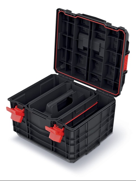 Skrzynia posiada funkcjonalne nosidło na narzędzia lub drobnicę