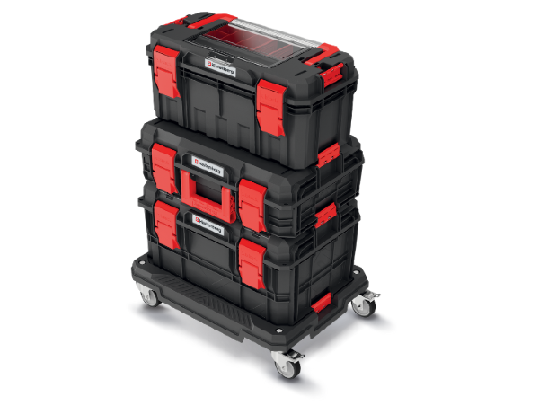 transportowa platforma warsztatowa ze skrzynkami modułowymi na narzędzia kistenberg