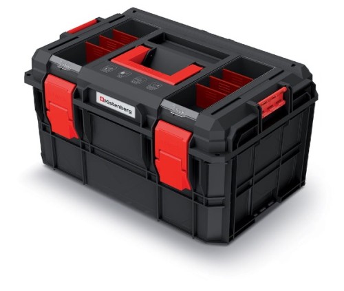 W klapie skrzynki narzędziowej znajdziesz przezroczyste organizery