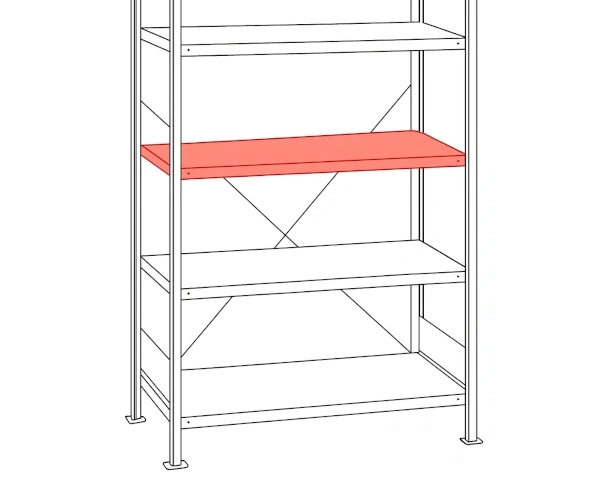 Półka do regału magazynowego - schemat regału z półką 100 cm