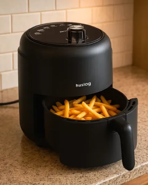 frytkownica beztłuszczowa air fryer 1000 W 2,3 l AirJoy Huslog - upieczone frytki bez tłuszczu