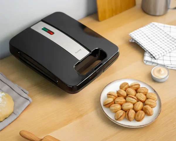 Opiekacz do ciasteczek orzeszkow o mocy 1800W Huslog - aranzacja w kuchni