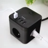 listwa zasilająca kostka 4 x usb-a, 3 x gniazdo ac czarna huslog - aranżacja z podłączonymi przewodami
