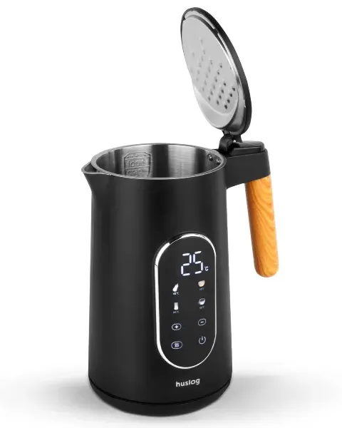 Czajnik z regulacją temperatury stalowy 1,7 l czarny - otwarty