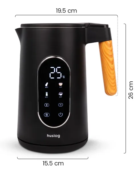 Czajnik elektryczny 2200W czarny 1,7l Huslog - wymiary urządzenia