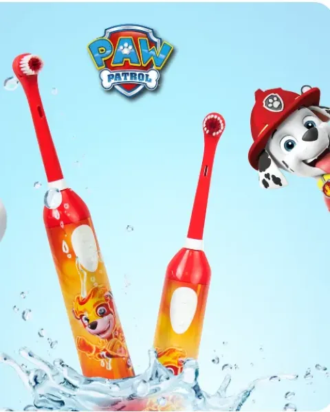 szczoteczka do zębów rotacyjna Psi Patrol czerwona - prezentacja z Pieskiem Paw Patrol