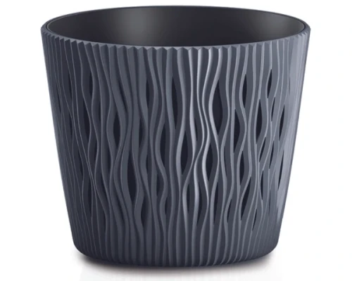 doniczka-okragla-z-wkladem-16-cm-antracyt-prosperplast-sandy-round