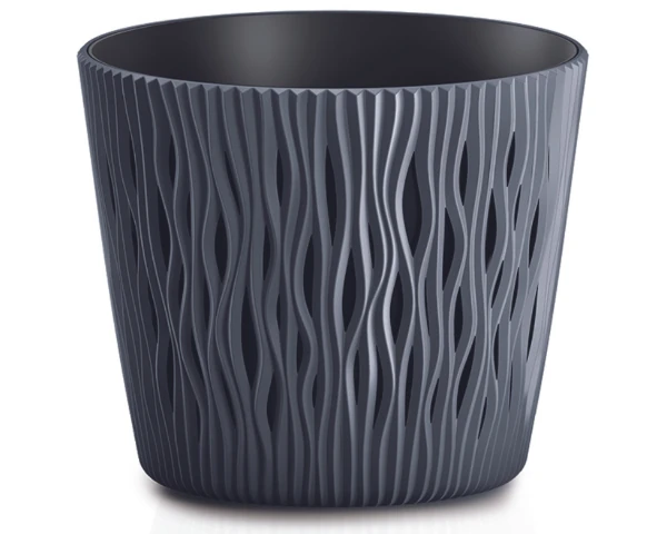 doniczka-okragla-z-wkladem-16-cm-antracyt-prosperplast-sandy-round