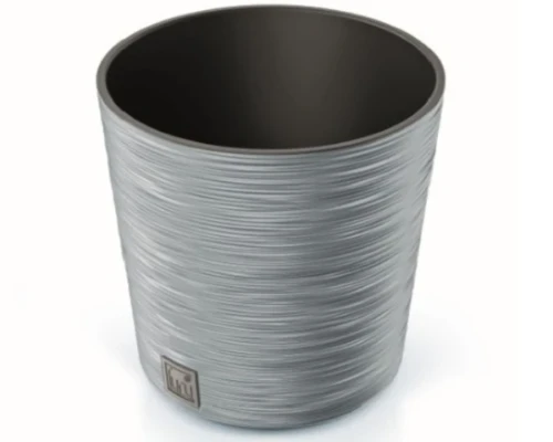 doniczka ozdobna z wkladem 25 cm szara prosperplast furu round