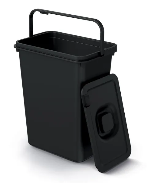 pojemnik na odpady 10l z raczka i pokrywa czarny keden systema basic flap