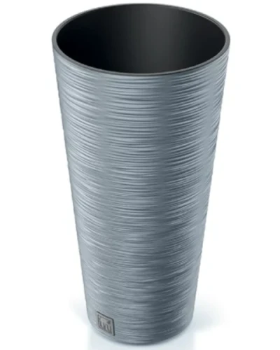 donica wysoka 25 cm z wkadem szara prosperplast furu slim