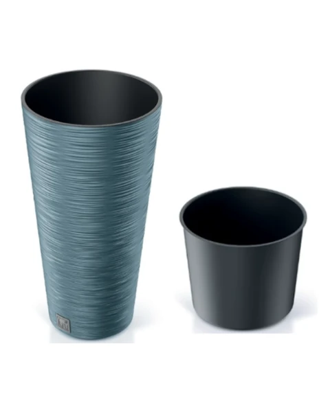 prosperplast doniczka wysoka z wkadem niebieska 25 cm furu slim