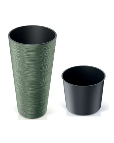 prosperplast donica okragla z wkladem 15,5L zielona furu slim
