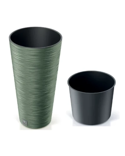 prosperplast donica wysoka z wkladem 30 cm zielona furu slim