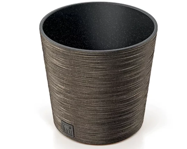 doniczka okragla 25 cm z wkladem kawowa prosperplast furu round eco wood