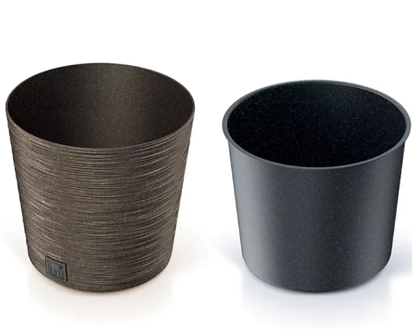 doniczka okragla z wkladem 25 cm kawowa prosperplast furu round eco wood