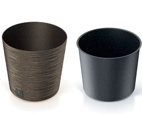 prosperplast donica z wkladem 30 cm kawowa furu round eco wood