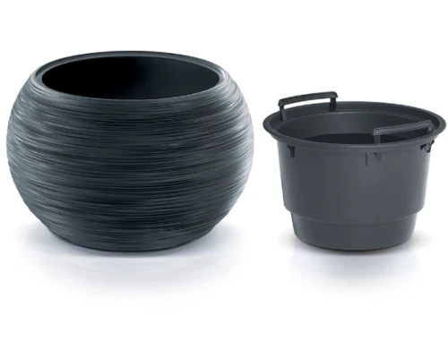 donica okragla z wkladem 38 cm szara prosperplast furu bowl