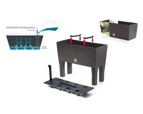 donica z systemem nawadniania prosperplast rato case high elementy zestawu