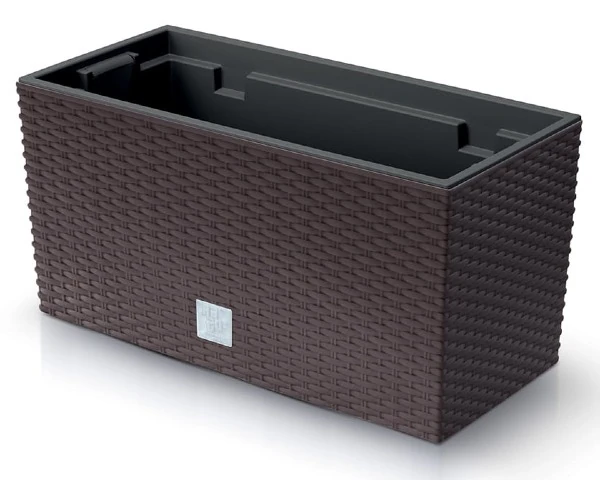 doniczka podluzna z wkladem 39,5 cm brazowa prosperplast rato