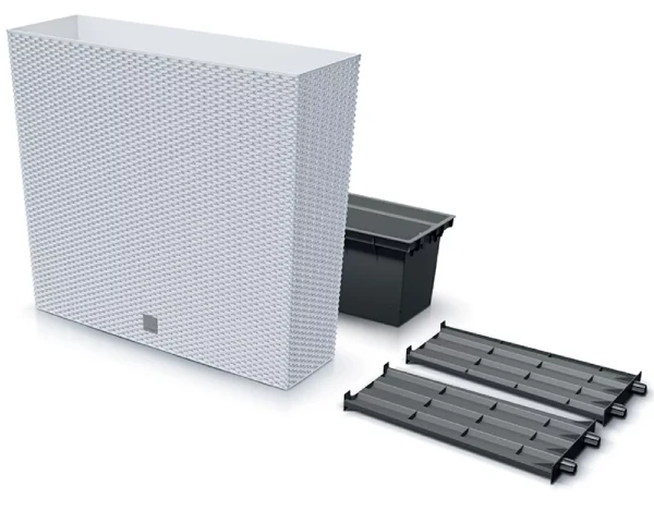 donica prostokatna z wkladem i wspornikami 77 cm biala prosperplast rato case t