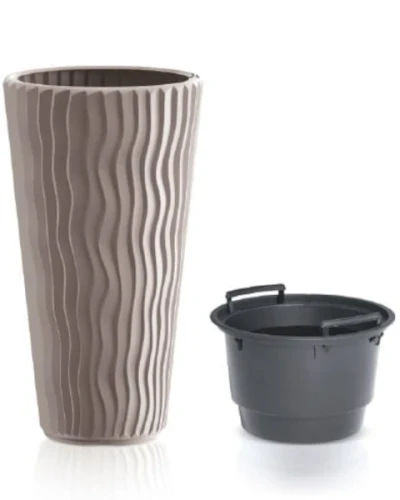 donica wysoka z wkladem 62 cm mocca prosperplast sandy slim