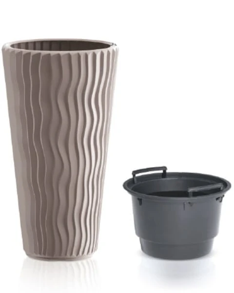 donica wysoka z wkladem 53 cm mocca prosperplast sandy slim