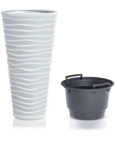 donica wysoka prosperplast sand slim 62 cm biala