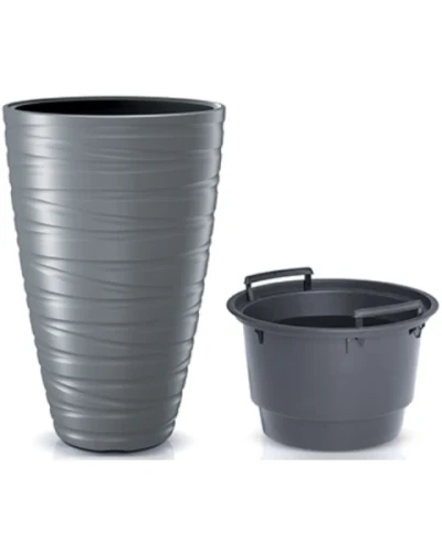 donica wysoka z wkladem 58 cm szara prosperplast maze