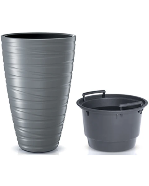 donica wysoka z wkladem 58 cm szara prosperplast maze