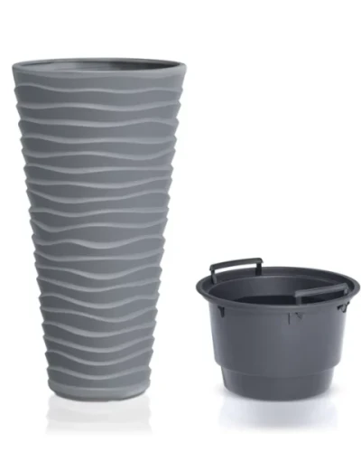 prosperplast sand slim donica wysoka z wkladem szara 52 cm