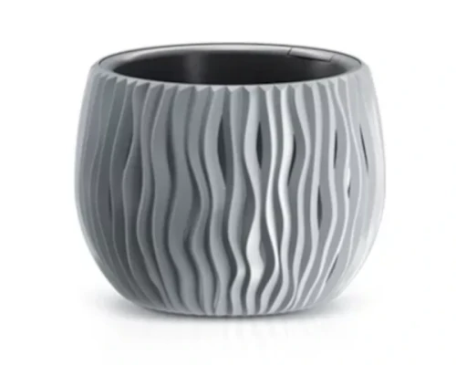 doniczka okragla z wkladem 18 cm szara prosperplast sandy bowl