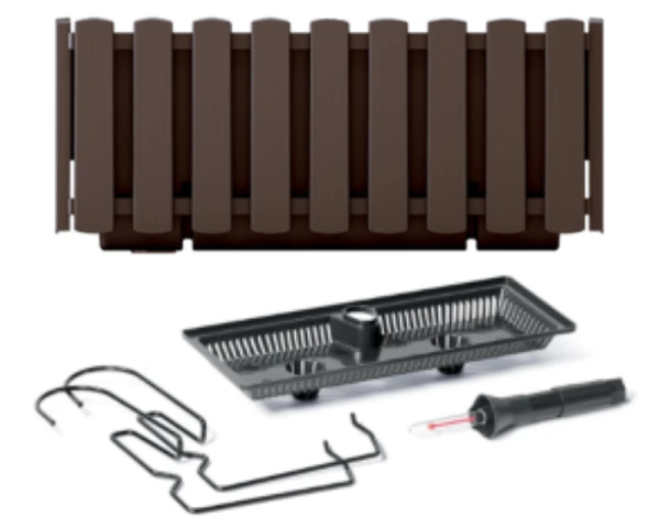 prosperplast boardee fencycase doniczka na balkon brazowa 38 cm prezentacja zestawu