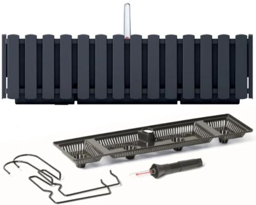doniczka balkonowa 58 cm szara prosperplast boardee fencycase prezentacja zestawu