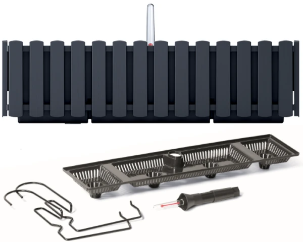doniczka balkonowa 58 cm szara prosperplast boardee fencycase prezentacja zestawu