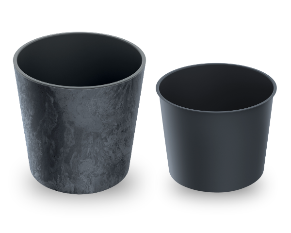 doniczka okragla antracyt prosperplast urbi round beton effect - prezentacja wkladu