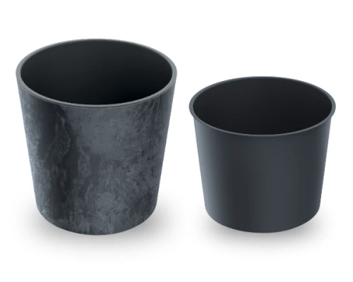 doniczka okragla antracyt prosperplast urbi round beton effect - prezentacja wkladu