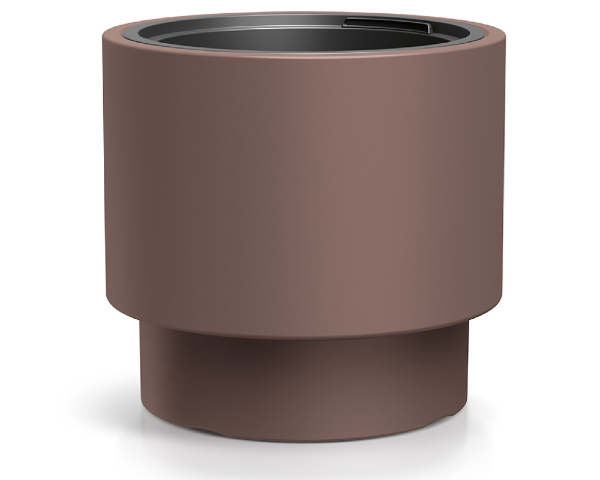 Donica Heos 30 cm marsala DBHEN300 Prosperplast. Okrągła doniczka o gładkiej, matowej powierzchni w kolorze marsala (zgaszony róż) na białym tle.